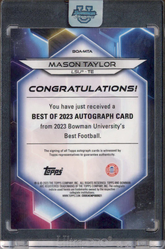 2023 Bowman University Best of 2023 Auto Superfractor #BOA-MTA Mason Taylor 1/1 - Image 2