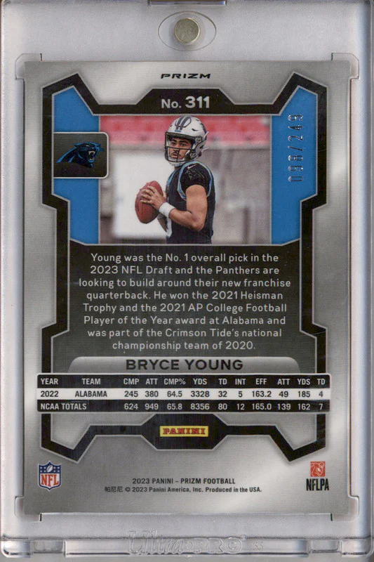 2023 Panini Prizm Orange Prizm #311 Bryce Young RC /249 - Image 2