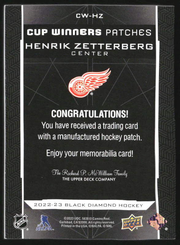 2007-08 Black Diamond Run for the Cup #CUP8 Henrik Zetterberg - Image 2
