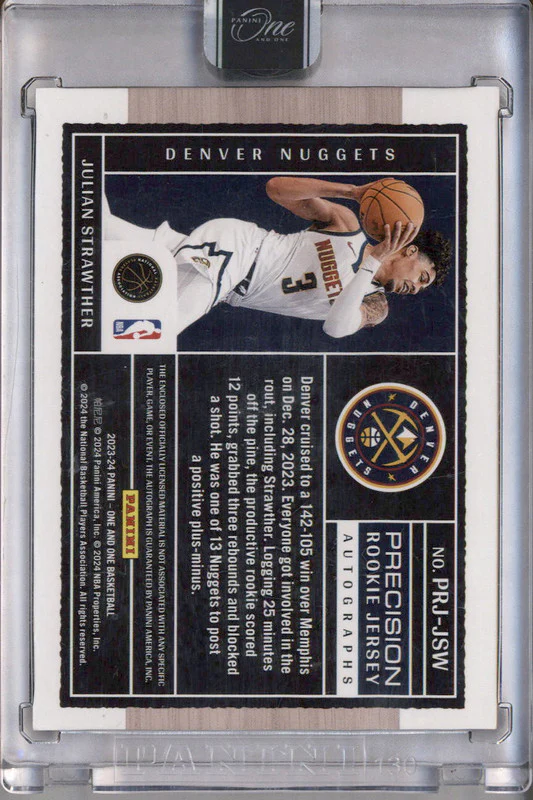 2023-24 Panini One & One Basketball Rookie Jersey Julian Strawther RC Auto /99 - Image 2