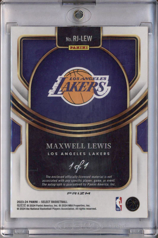 2023 Select Rookie Jersey Black Snake Skin Pulsar FOTL Maxwell Lewis RC Auto 1/1 - Image 2
