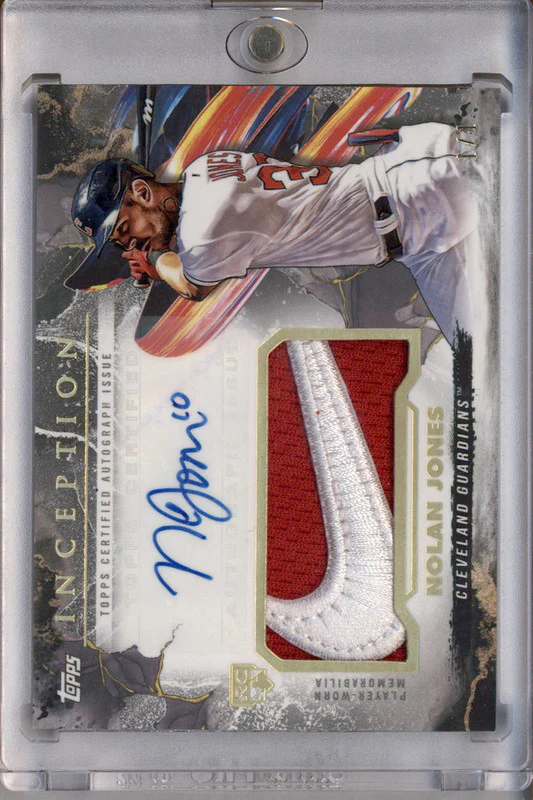 2023 Topps Inception Patch Inception Manufacturer Logo Nolan Jones RC Auto 1/1