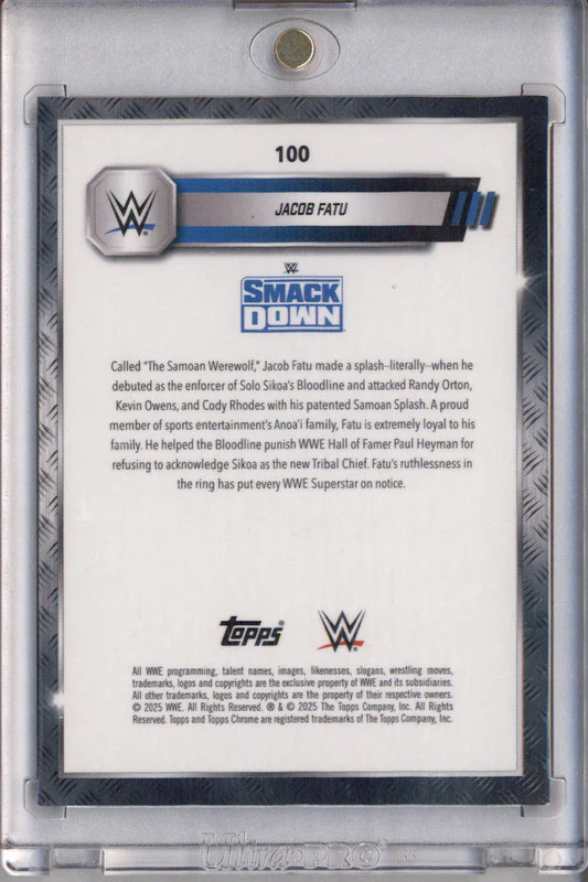 2025 Topps Chrome WWE Black Refractors #100 Jacob Fatu /10 - Image 2