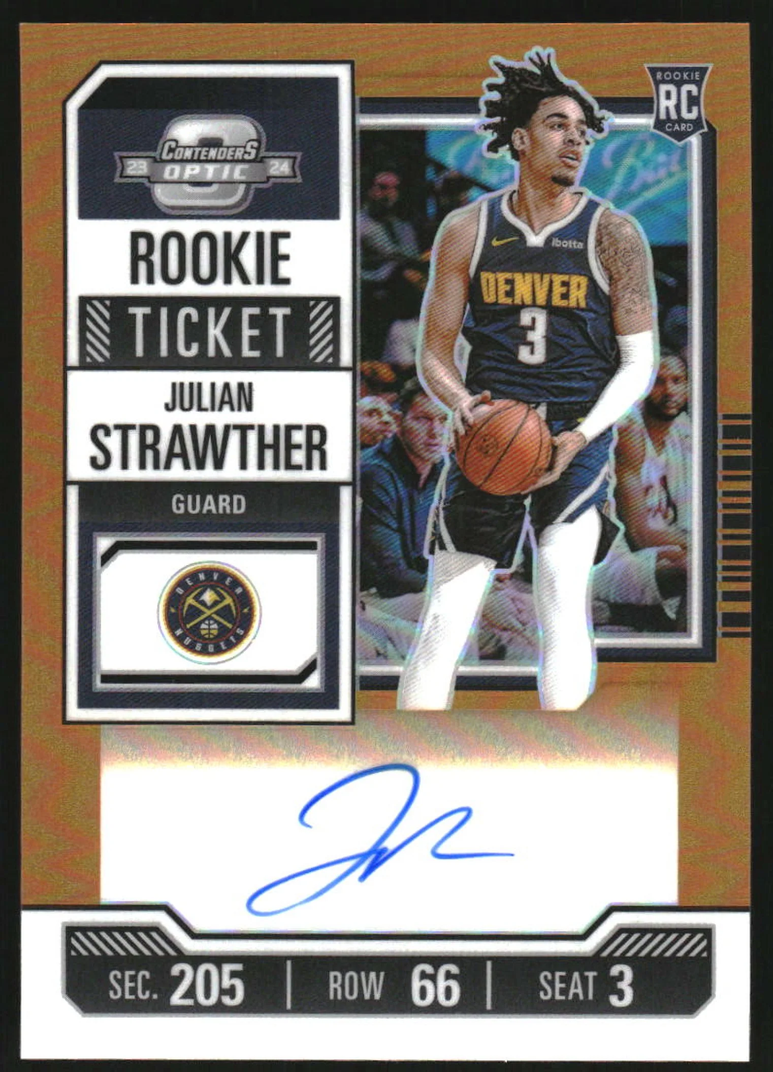 2023 Contenders Optic Rookie Ticket Orange #116 Julian Strawther RC Auto /25