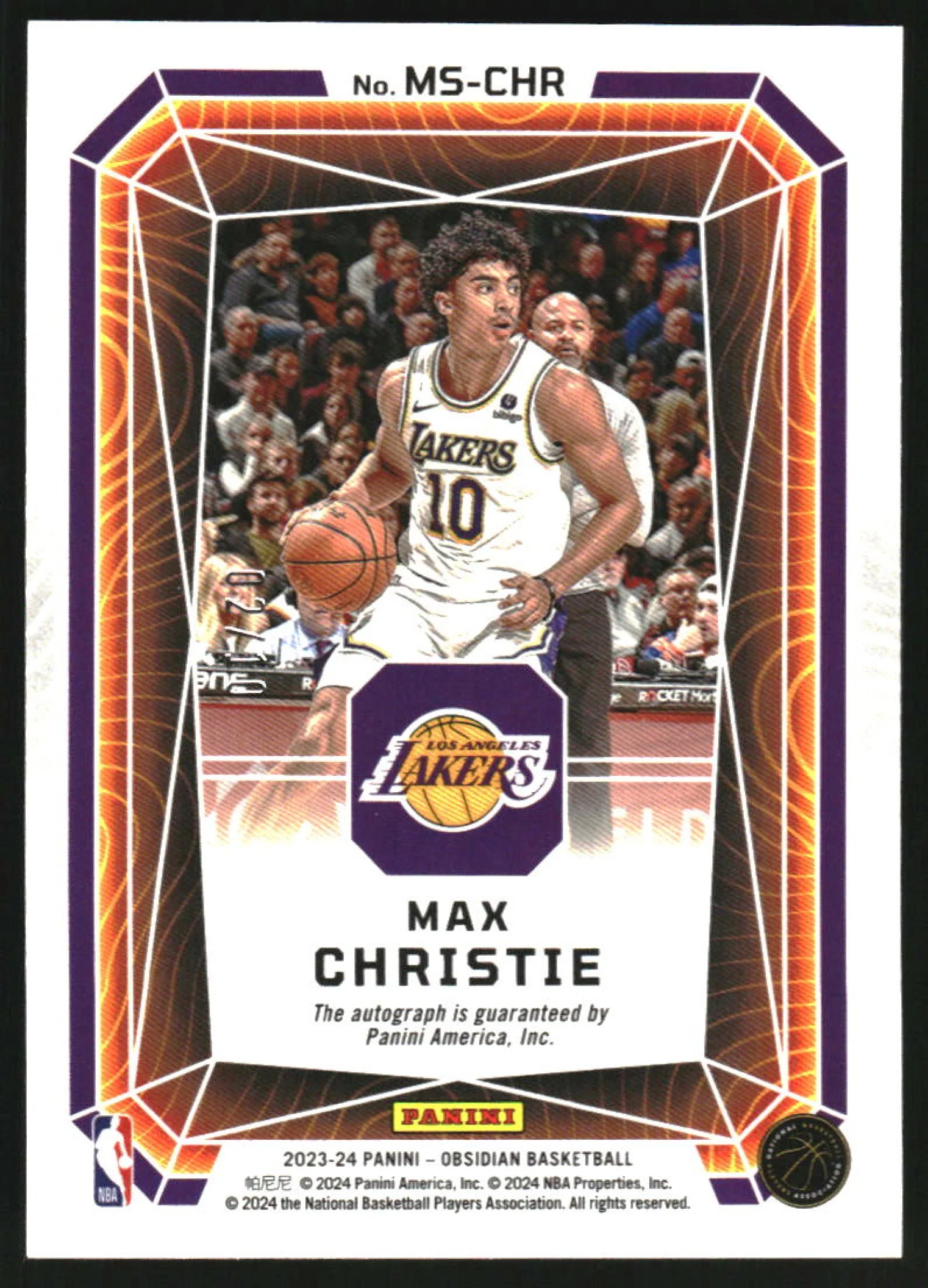 2023 Obsidian Magmatic Electric Etch Gold Flood #MS-CHR Max Christie Auto /10 - Image 2
