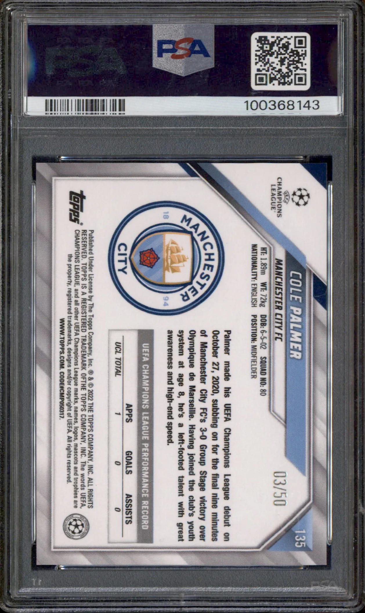 2022 Panini Prizm Premier League Fractal Prizms Black #25 Richarlison 1/1 PSA 10 - Image 2