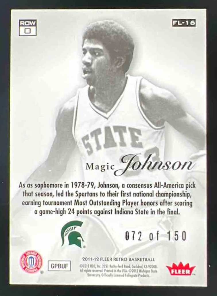 2011-12 Fleer Retro Flair Showcase Row 0 #FL16 Magic Johnson /150 - Image 2
