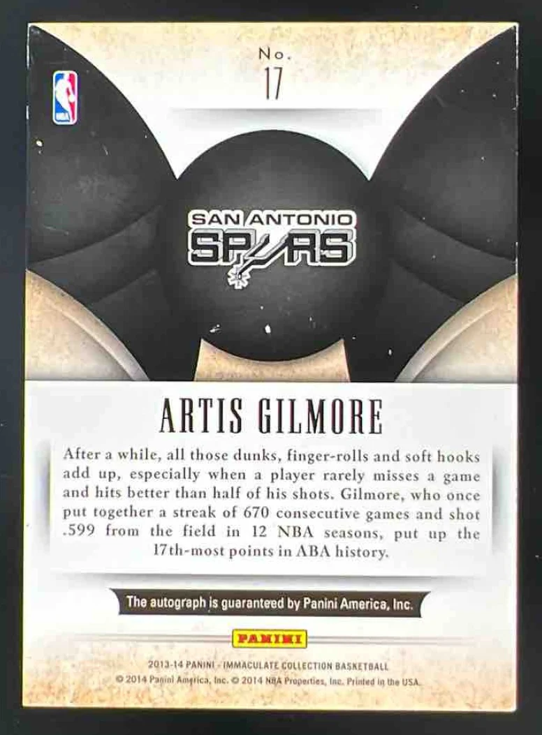 2013-14 Panini Immaculate Collection Scorers Club #17 Artis Gilmore Auto /60 - Image 2