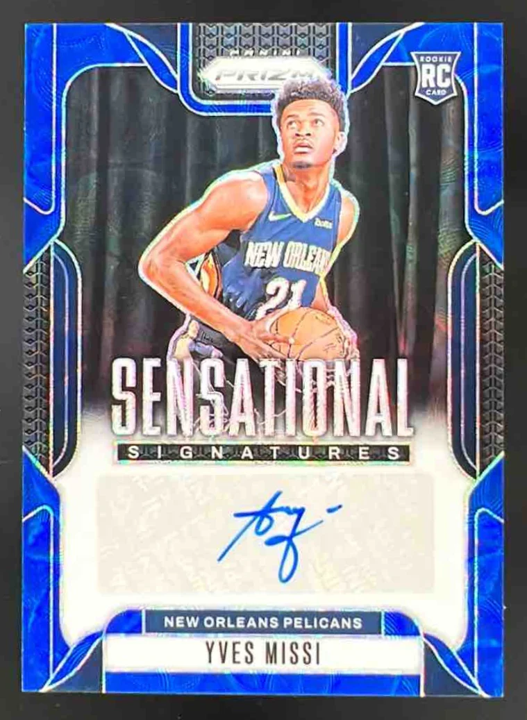 2024-25 Panini Prizm Sensational Choice Blue Prizm Yves Missi RC Auto /49