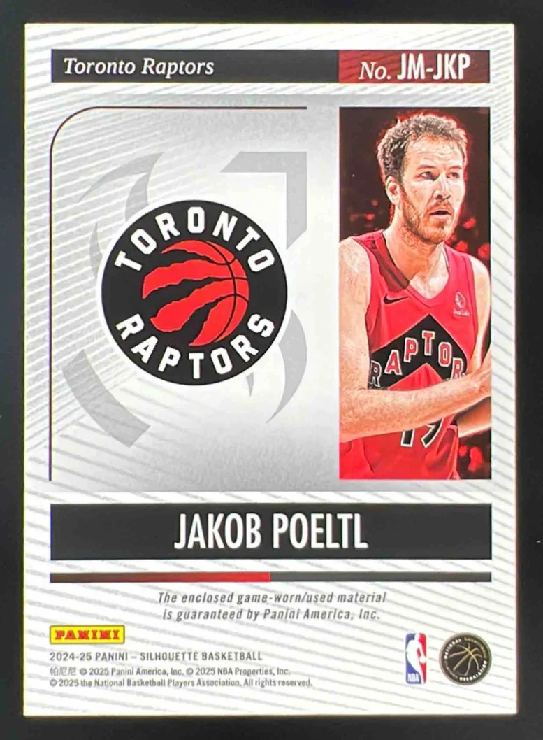 2024-25 Panini Silhouette Jumbo Memorabilia Holo Gold #JM-JKP Jakob Poeltl /10 - Image 2