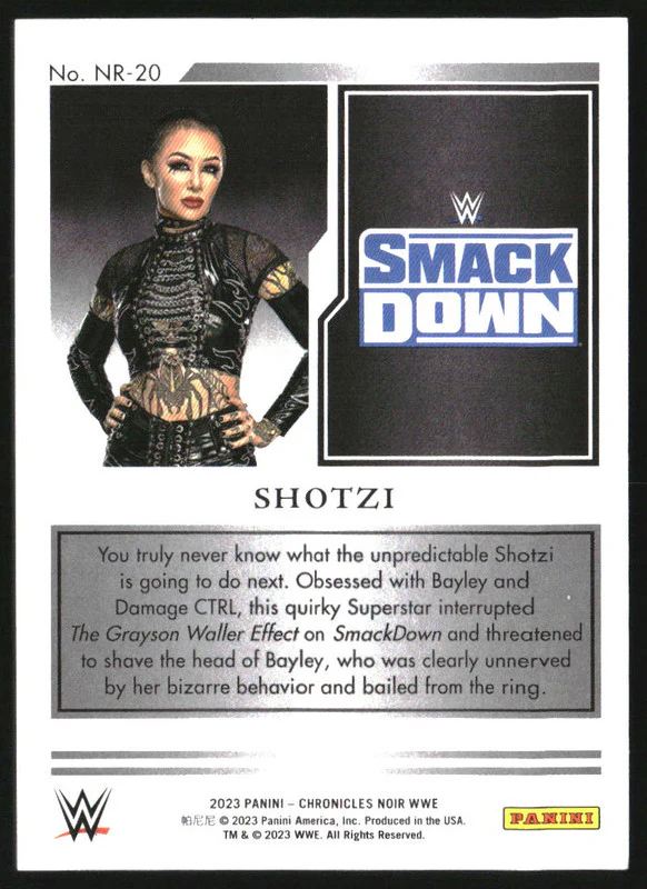 2023 Panini Chronicles WWE Noir Holo Silver #20 Shotzi /25 - Image 2