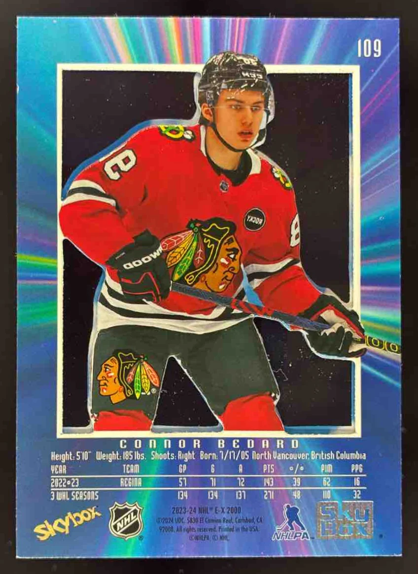 2023-24 Upper Deck Skybox E-X 2000 #109 Connor Bedard RC - Image 2