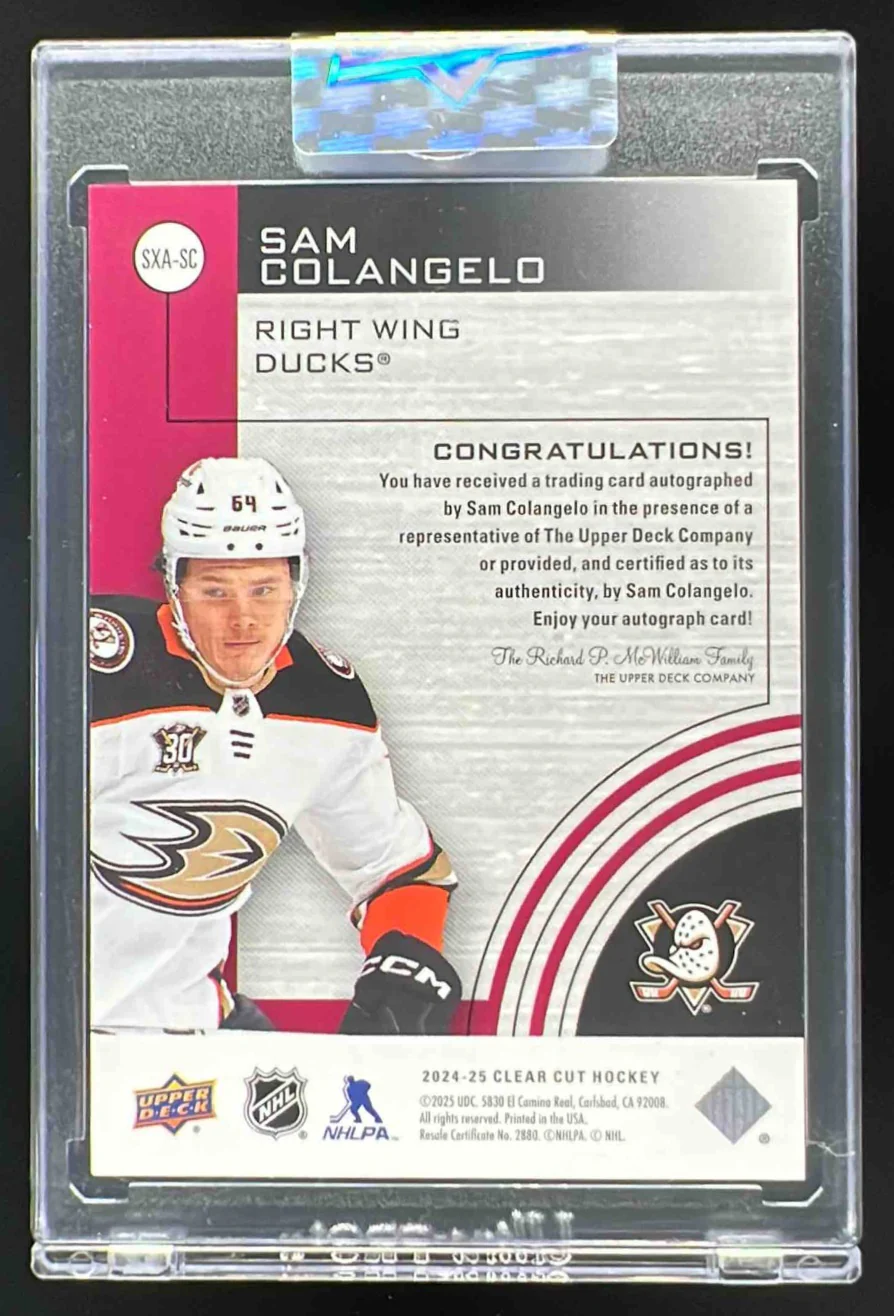 2024-25 Upper Deck Clear Cut 2000-01 SPx Xcitement #SXA-SC Sam Colangelo Auto - Image 2