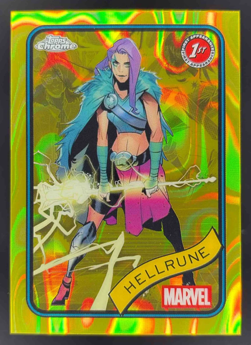 2025 Topps Chrome Marvel Yellow Lava Refractor #199 Hellrune
