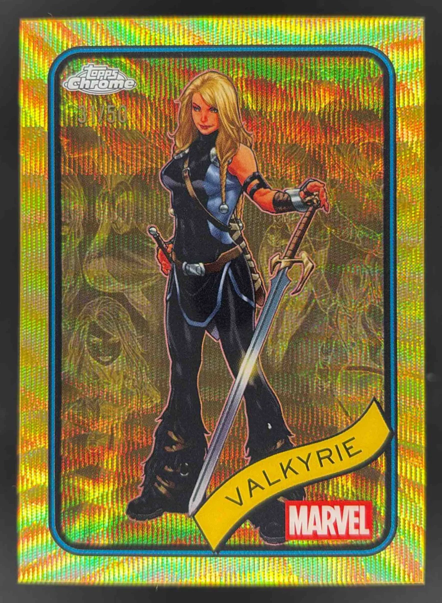 2025 Topps Chrome Marvel Gold Wave Refractor #187 Valkyrie /50