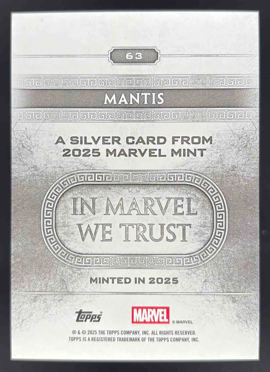 2025 Topps Mint Marvel Gold Foil #63 Mantis Silver /50 - Image 2