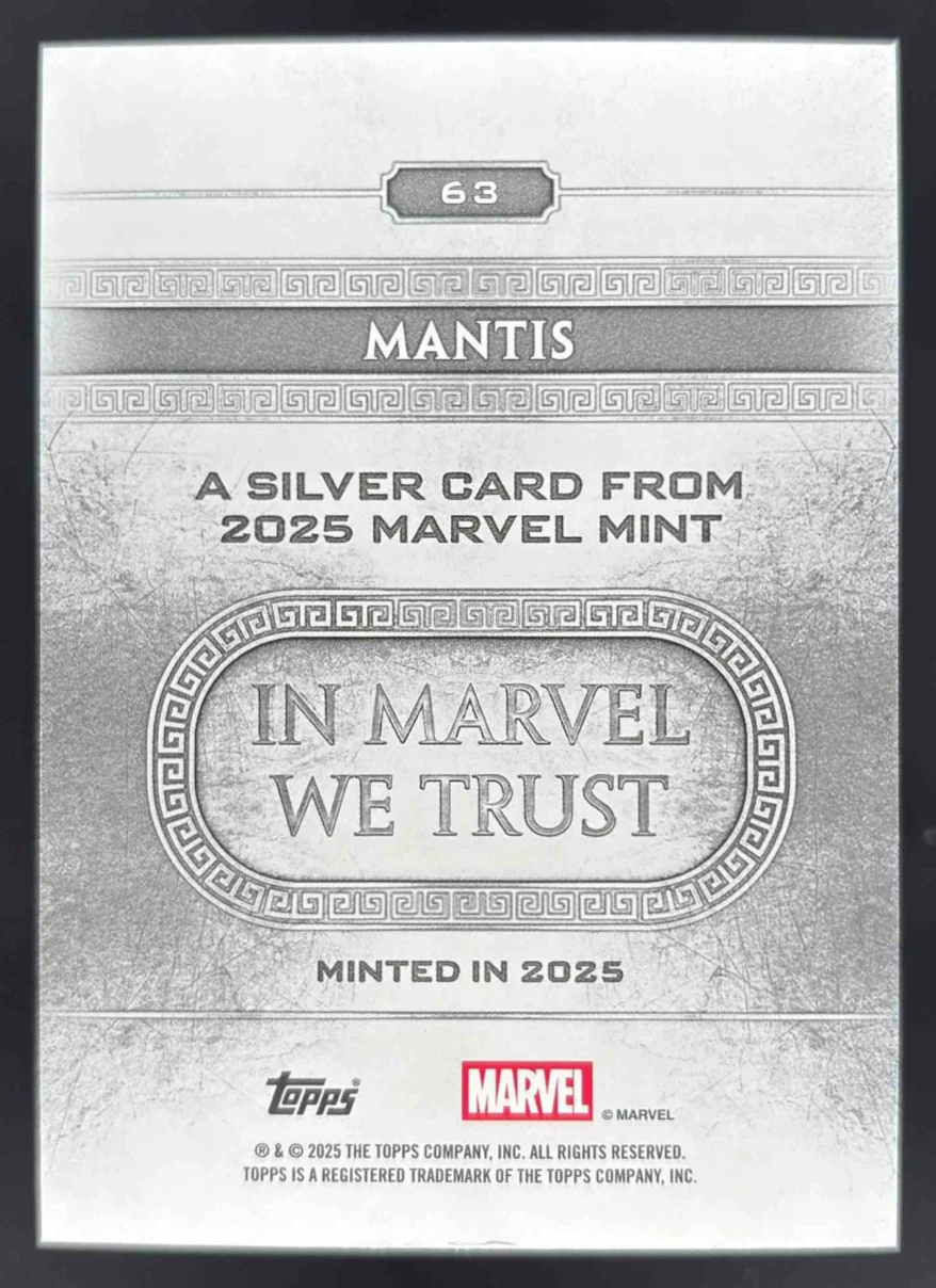 2025 Topps Mint Marvel Black Foil #63 Mantis Silver /10 - Image 2