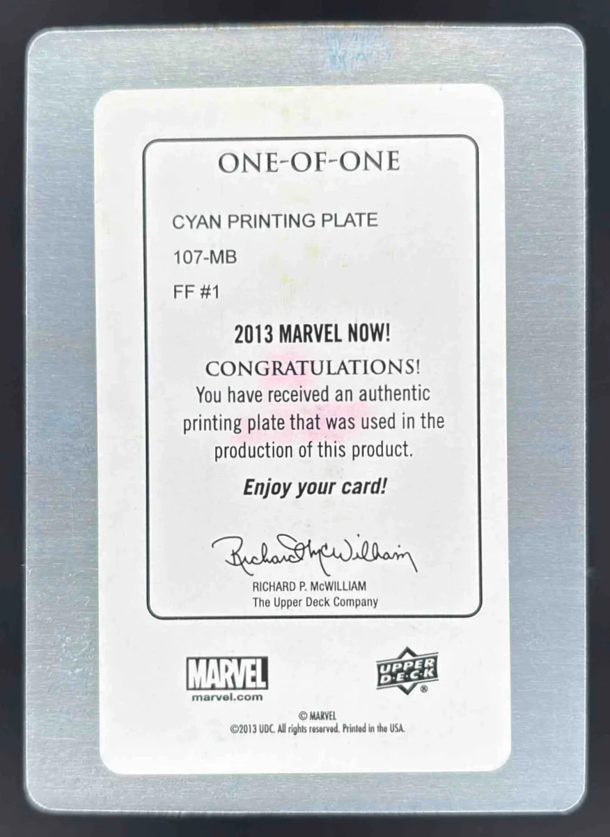 2013 Upper Deck Marvel Now! Printing Plate Cyan 107-MB FF #1 1/1 - Image 2