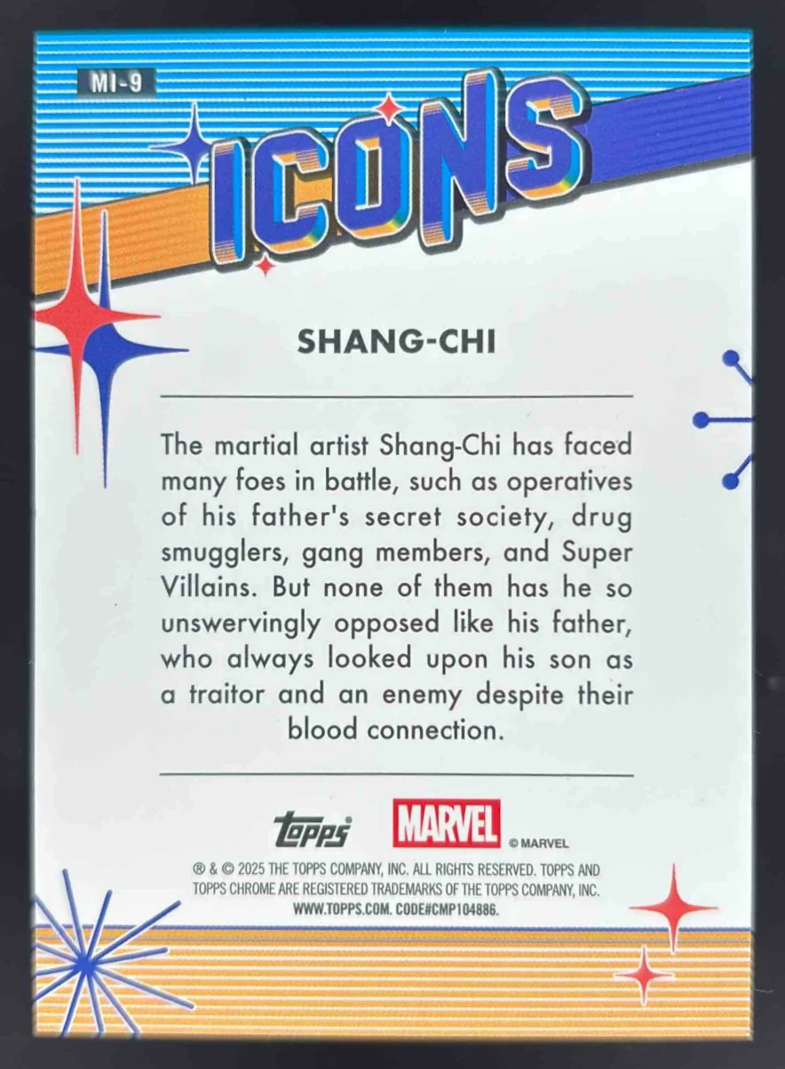 2025 Topps Chrome Marvel Marvel Icons Orange Refractor #MI-9 Shang-Chi /25 - Image 2