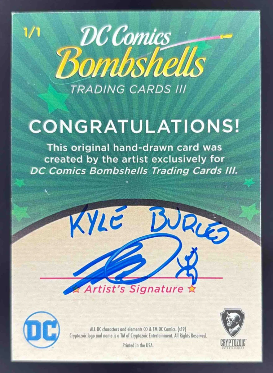 Cryptozoic DC Comics bombshells Sketch Card Kyle Burless 1/1 - Image 2