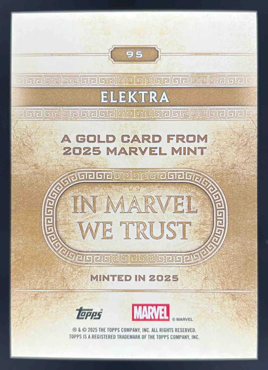 2025 Topps Mint Marvel Orange Foil #95 Elektra Gold /25 - Image 2