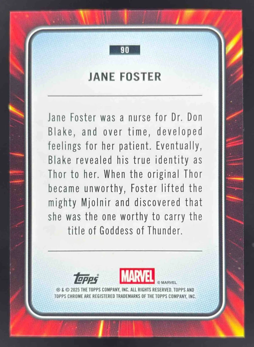 2025 Topps Chrome Marvel Gold Wave Refractor #90 Jane Foster /50 - Image 2