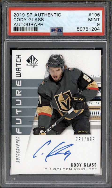 2019 SP Authentic Autograph #196 Cody Glass RC Auto /999 PSA 9