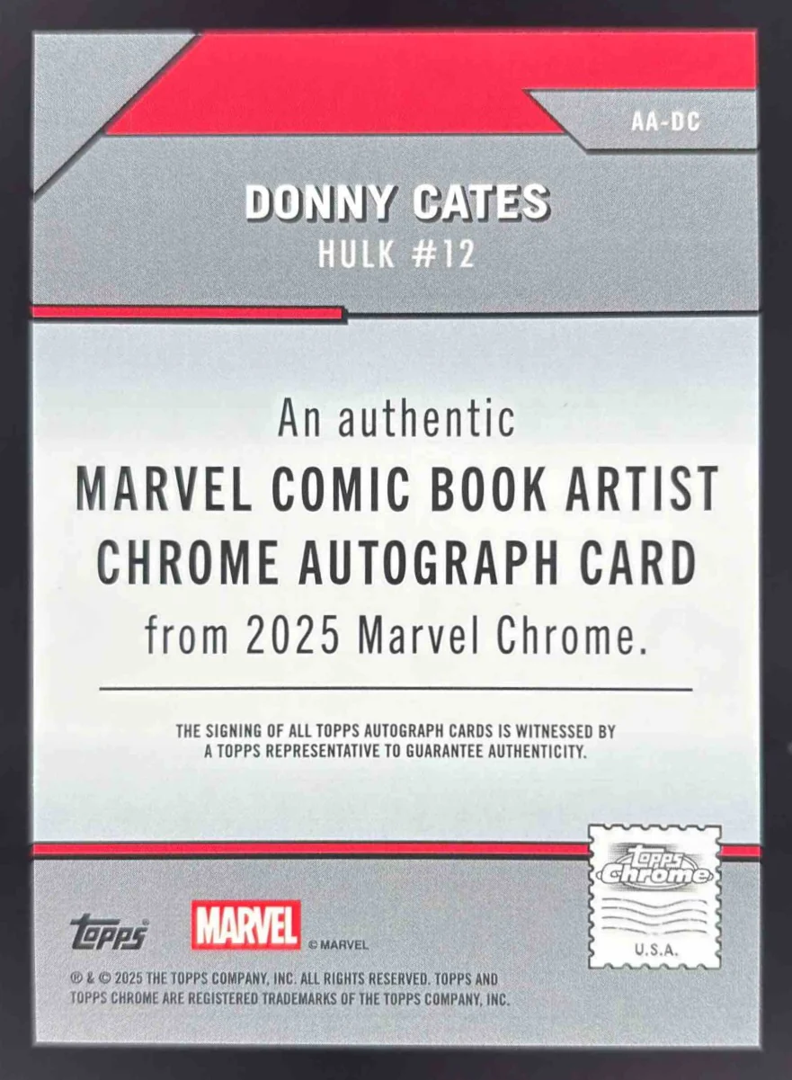 2025 Topps Chrome Marvel Artist & Writer Hulk Green Lazer Donny Cates Auto /99 - Image 2