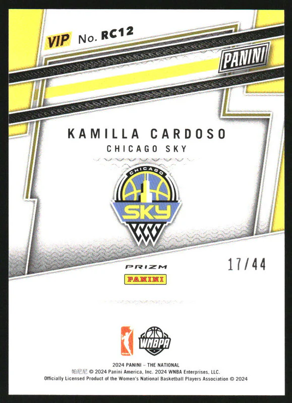2024 National Convention VIP Rookies Blue Yellow Green Kamilla Cardoso RC /44 - Image 2