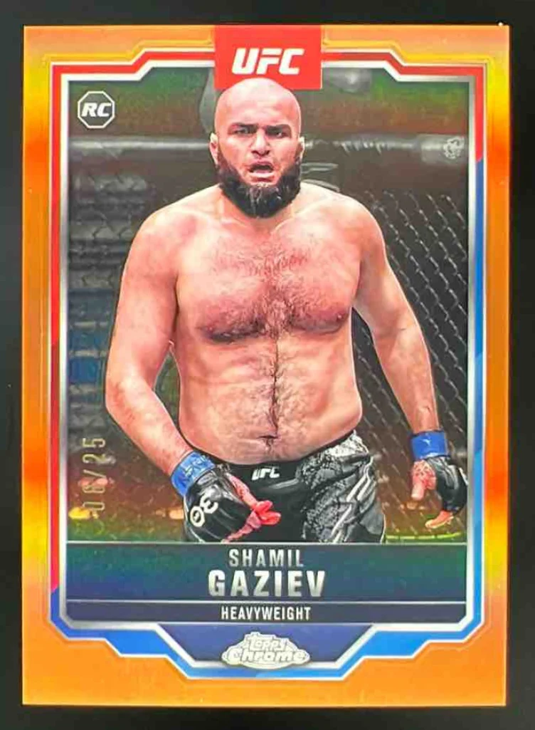 2025 Topps UFC Chrome Orange Refractor #91 Shamil Gaziev RC /25