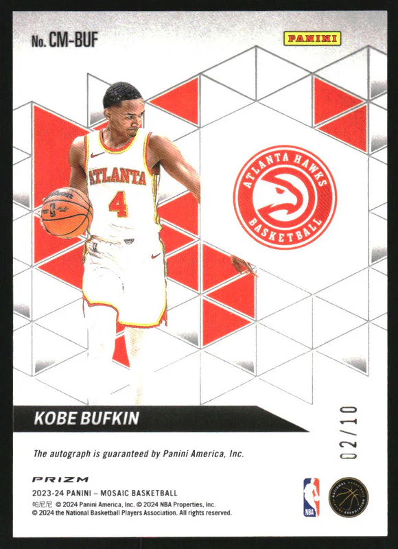 2023 Panini Mosaic Collage Autographs Mosaic Gold Kobe Bufkin Rookie RC Auto /10 - Image 2