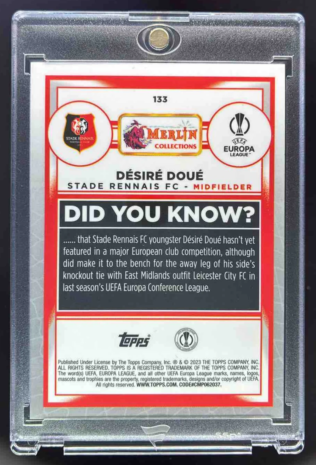 2022 Topps Merlin Chrome Orange Mojo Refractor #133 Desire Doue RC /25 - Image 2
