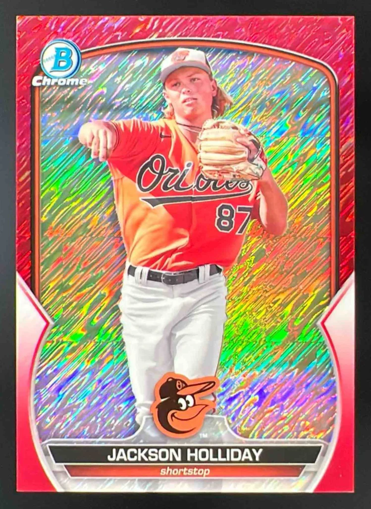 2023 Bowman Chrome Red Shimmer Refractor #BCP-227 Jackson Holliday /10