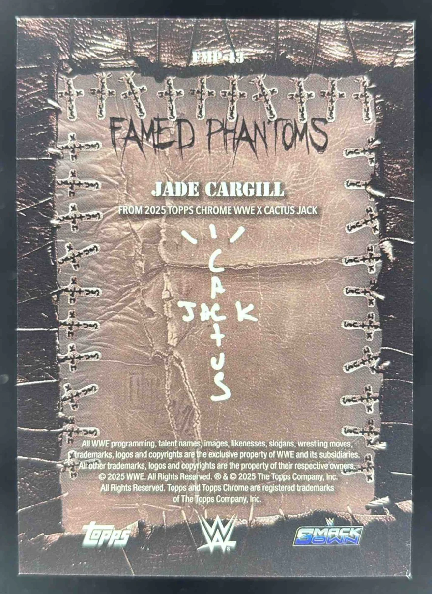 2025 Topps Chrome WWE x Cactus Jack Famed Phantoms Gold Jade Cargill /50 - Image 2