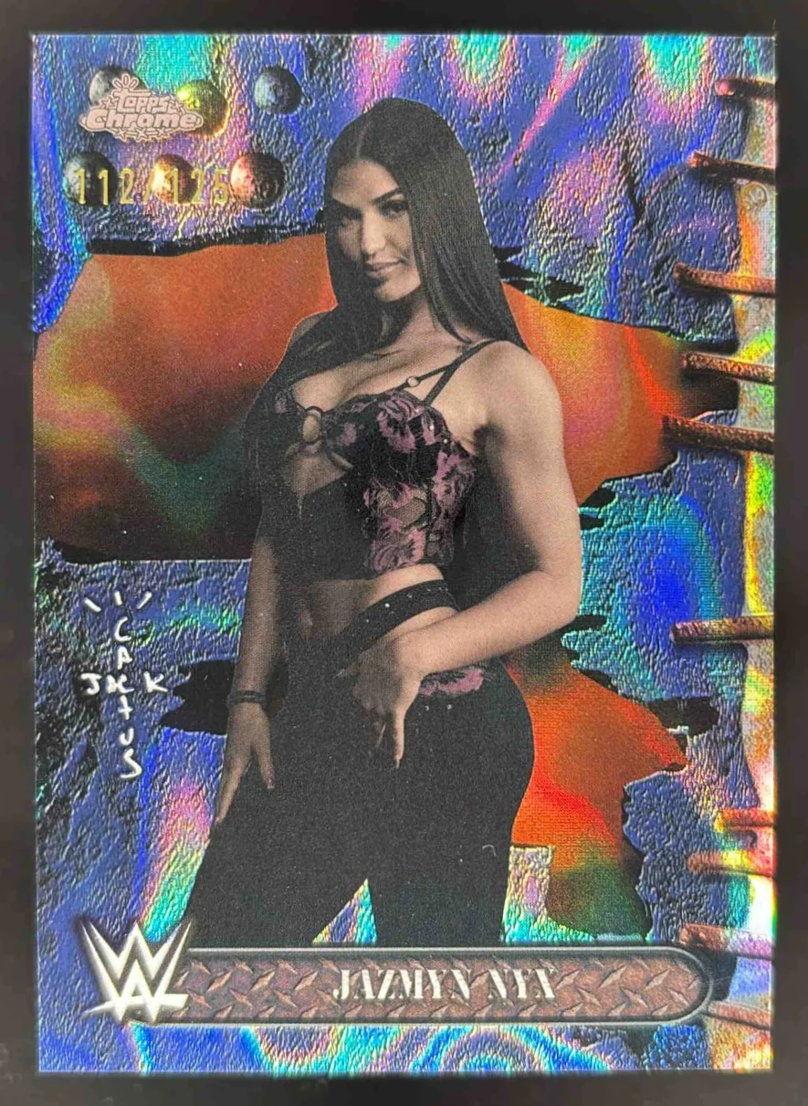 2025 Topps Chrome WWE x Cactus Jack Blue Sonar Refractor #91 Jazmyn Nyx /125