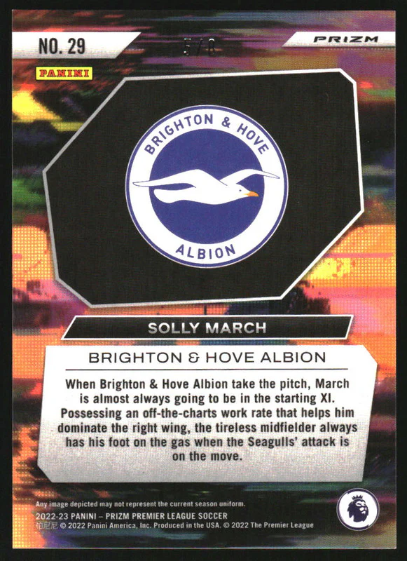 2022 Prizm Premier League Instant Impact Prizms Blue Shimmer Solly March /8 - Image 2