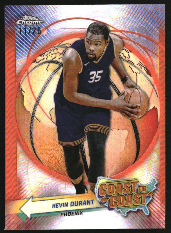 2023-24 Topps Chrome Coast to Coast Orange Refractors #CC26 Kevin Durant /25