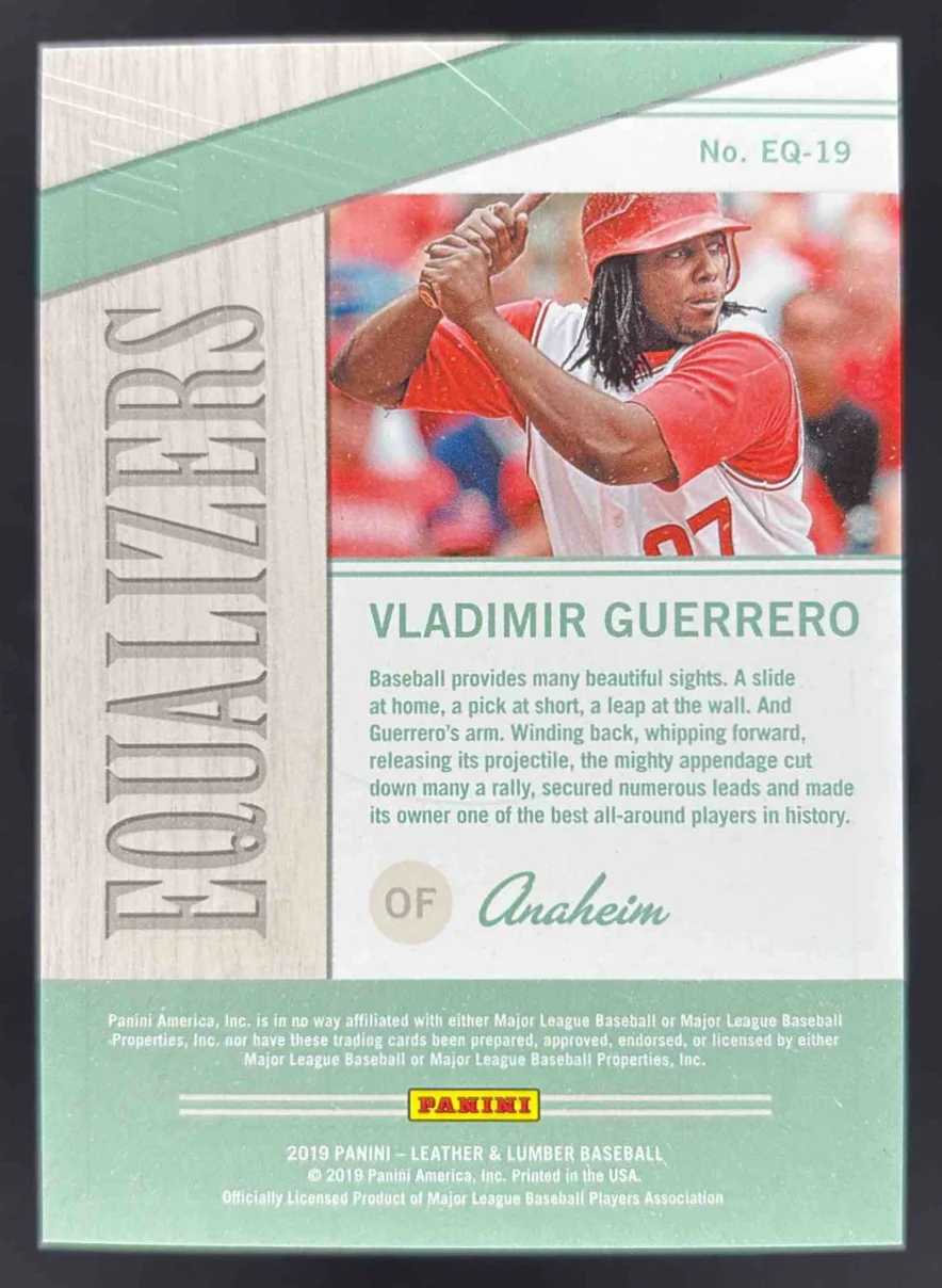 2019 Panini Leather & Lumber Equalizers Holo Silver #EQ-19 Vladimir Guerrero /25 - Image 2