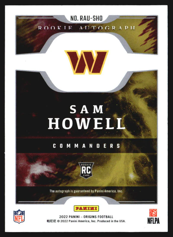 2022 Panini Origins Rookie Autographs Blue Sam Howell RC Auto /49 - Image 2