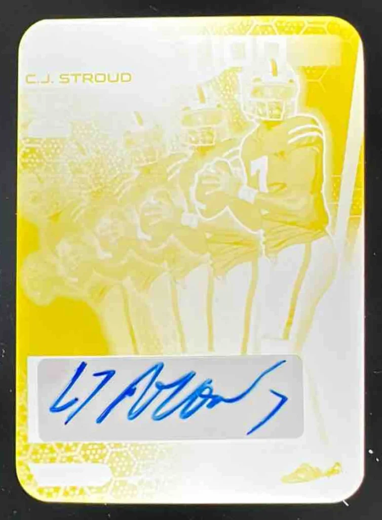 2023 Leaf Vivid Animation Printing Plate Yellow #A-CJS C.J. Stroud Auto 1/1