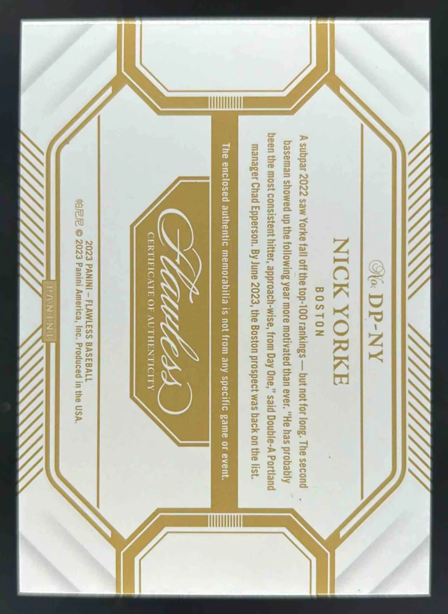 2023 Panini Flawless Dual Patches Ruby #DP-NY Nick Yorke /8 - Image 2