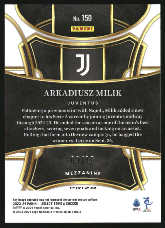 2023-24 Select Serie A Gold #150 Arkadiusz Milik /10 - Image 2