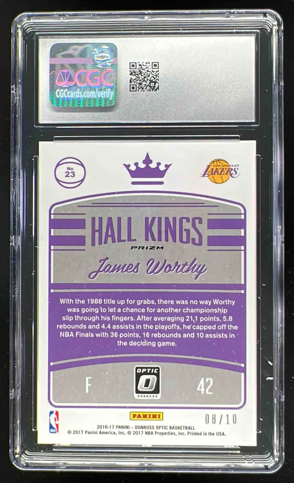 2016-17 Panini Donruss Optic Hall Kings Gold #23 James Worthy /10 CCG 10 - Image 2