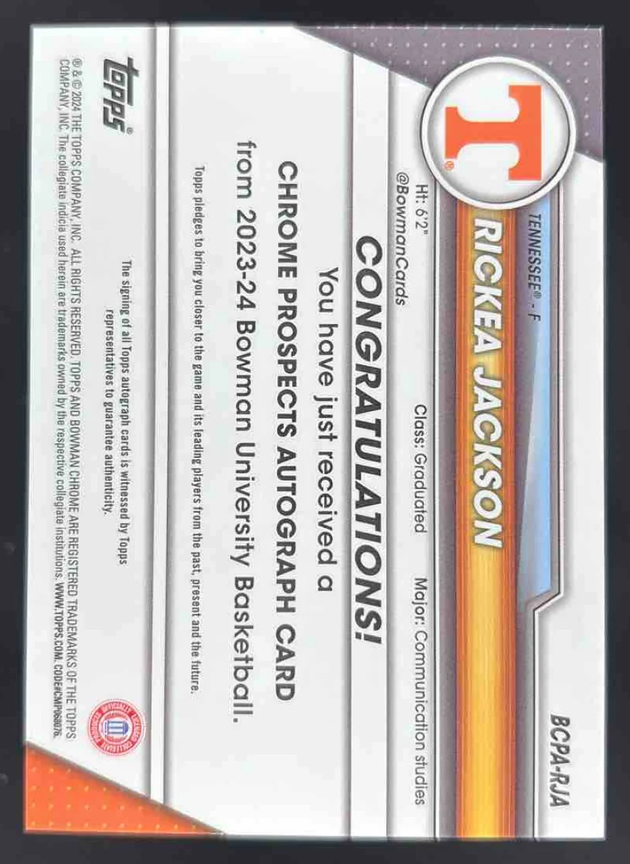 2023 Bowman University Chrome Prospects Autographs #BCPA-RJA Rickea Jackson Auto - Image 2