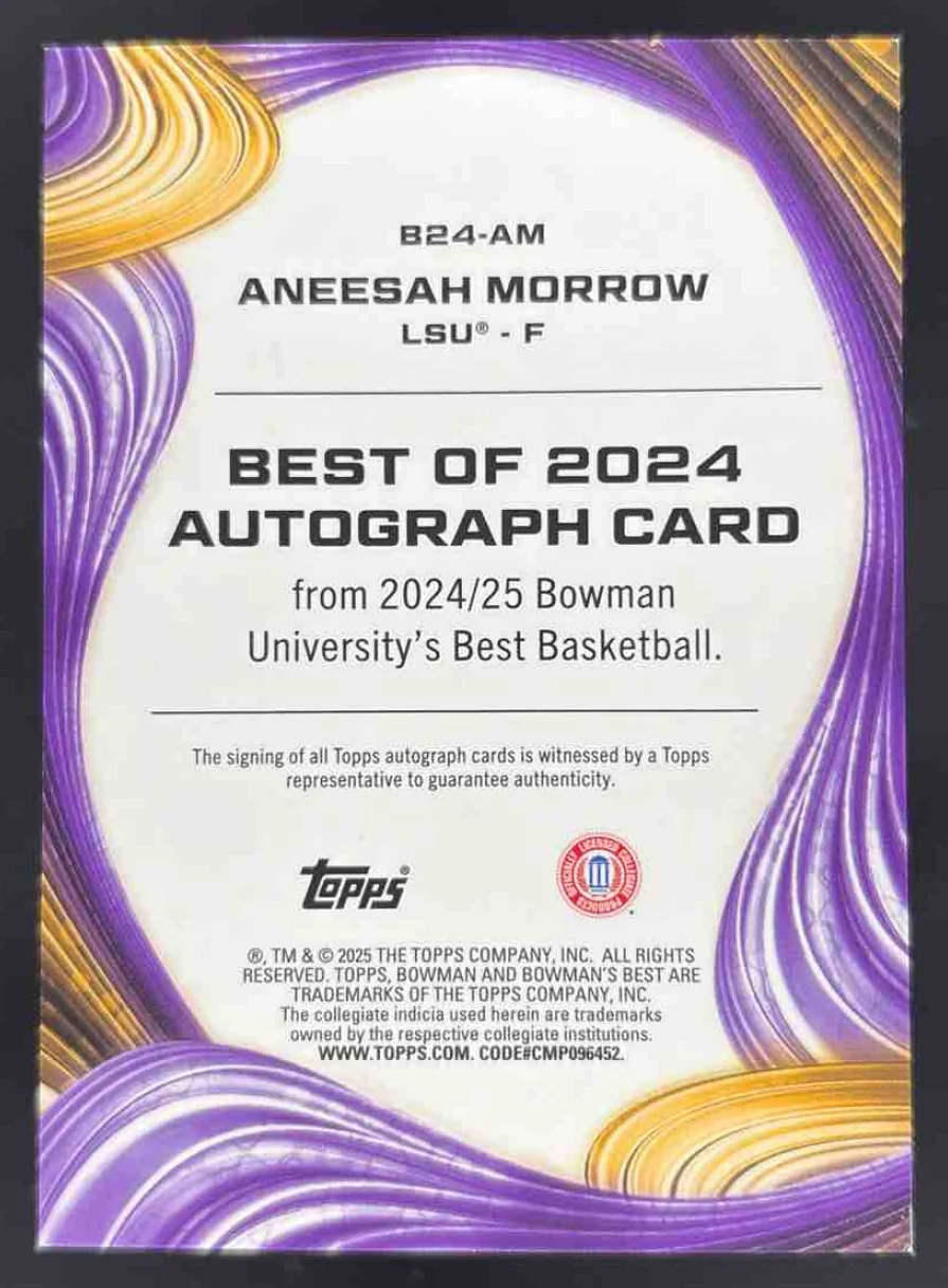 2024-25 Bowman's Best University Black Refractor #B24-AM Aneesah Morrow Auto /10 - Image 2