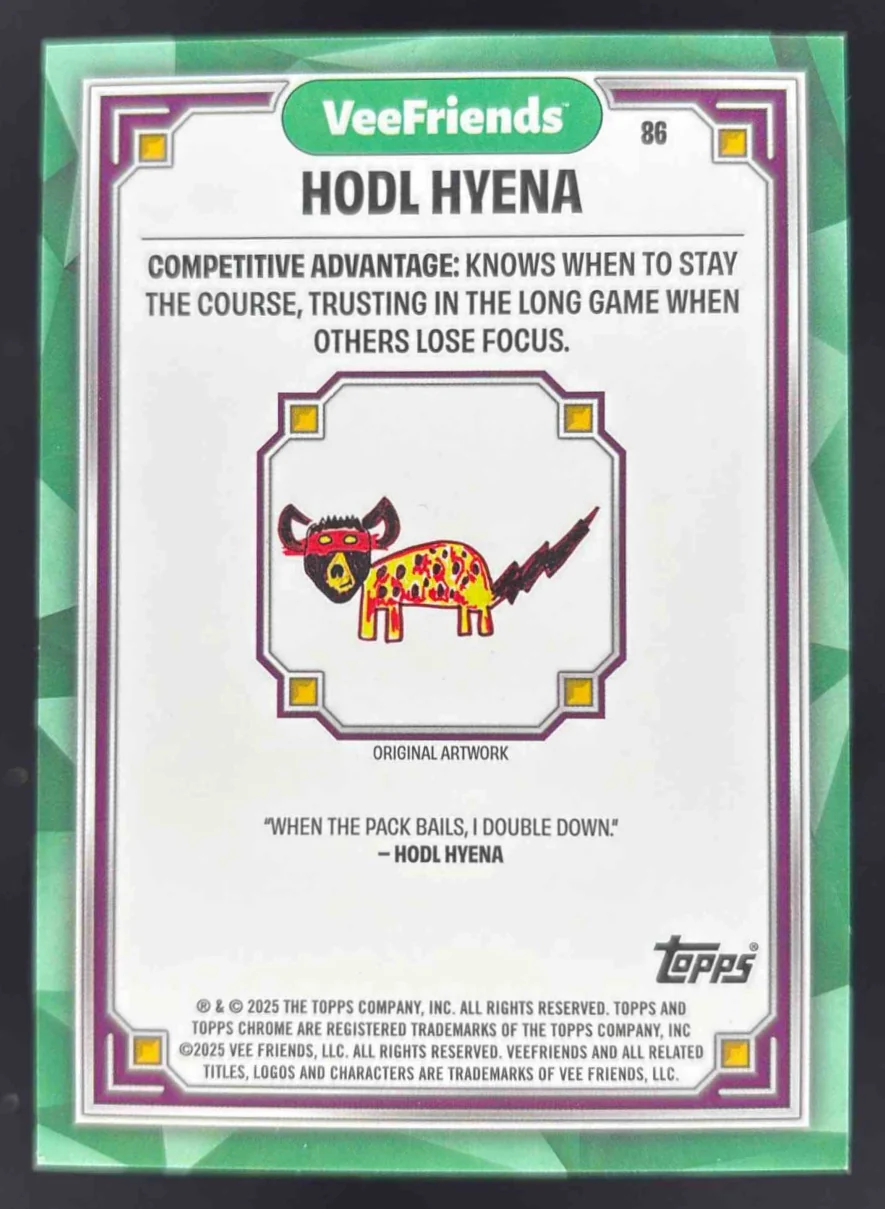 2025 Topps Chrome VeeFriends Pink Refractor #86 Hodl Hyena /75 - Image 2