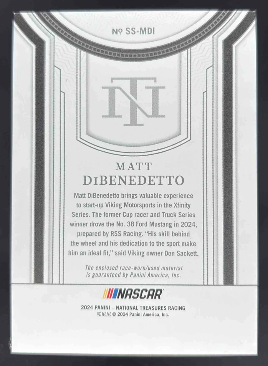 2024 National Treasures Silhouettes Gold Holo #SS-MDI Matt DiBenedetto /10 - Image 2