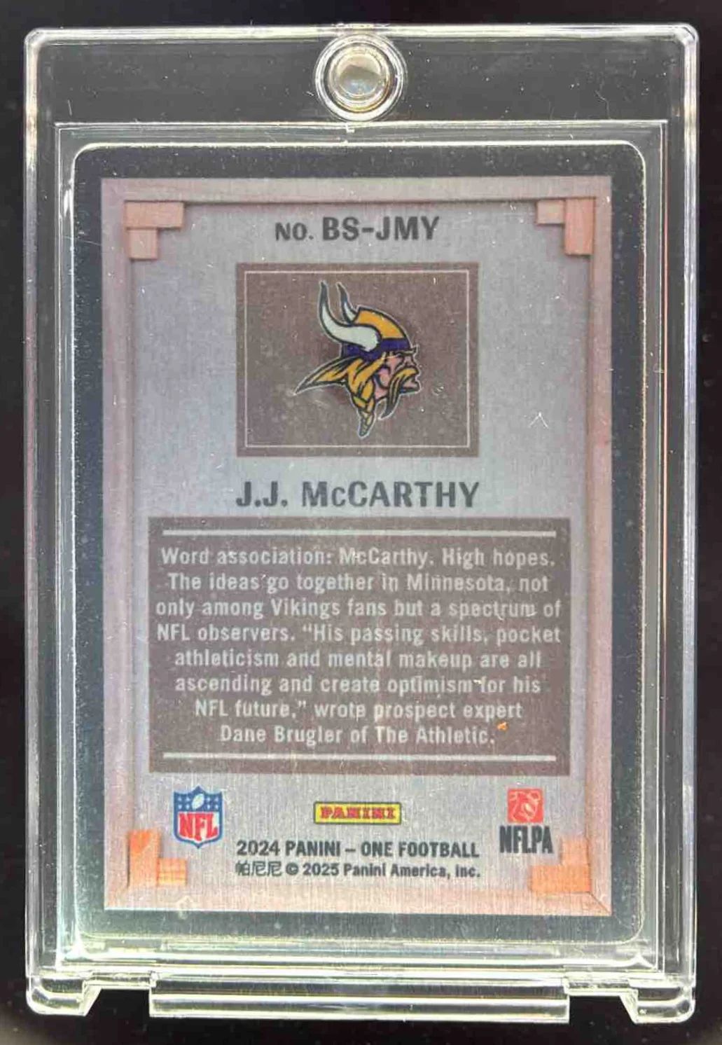 2024 Panini One Blank Slate #BS-JMY J.J. McCarthy RC - Image 2
