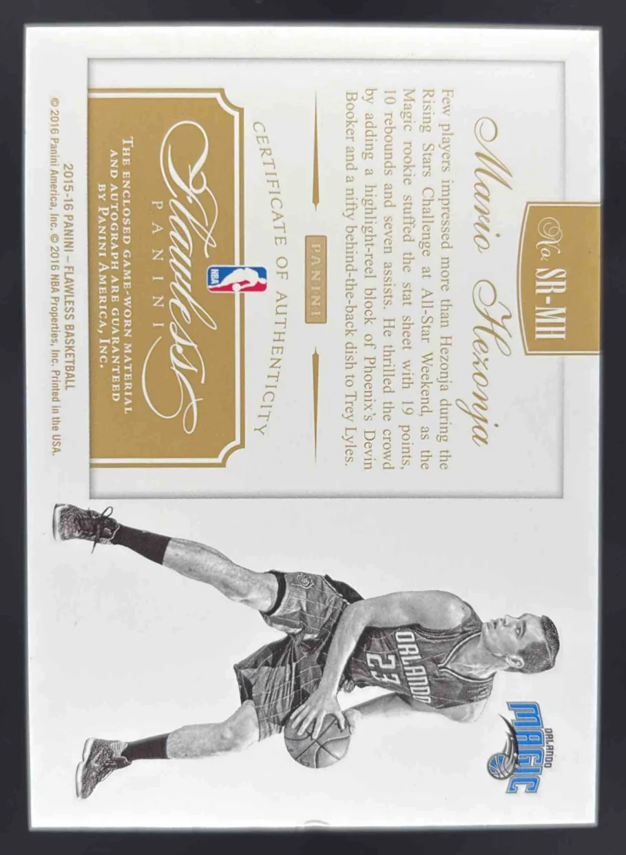 2015-16 Flawless Star Swatch Signatures Ruby #SR-MH Mario Hezonja RC Auto /15 - Image 2