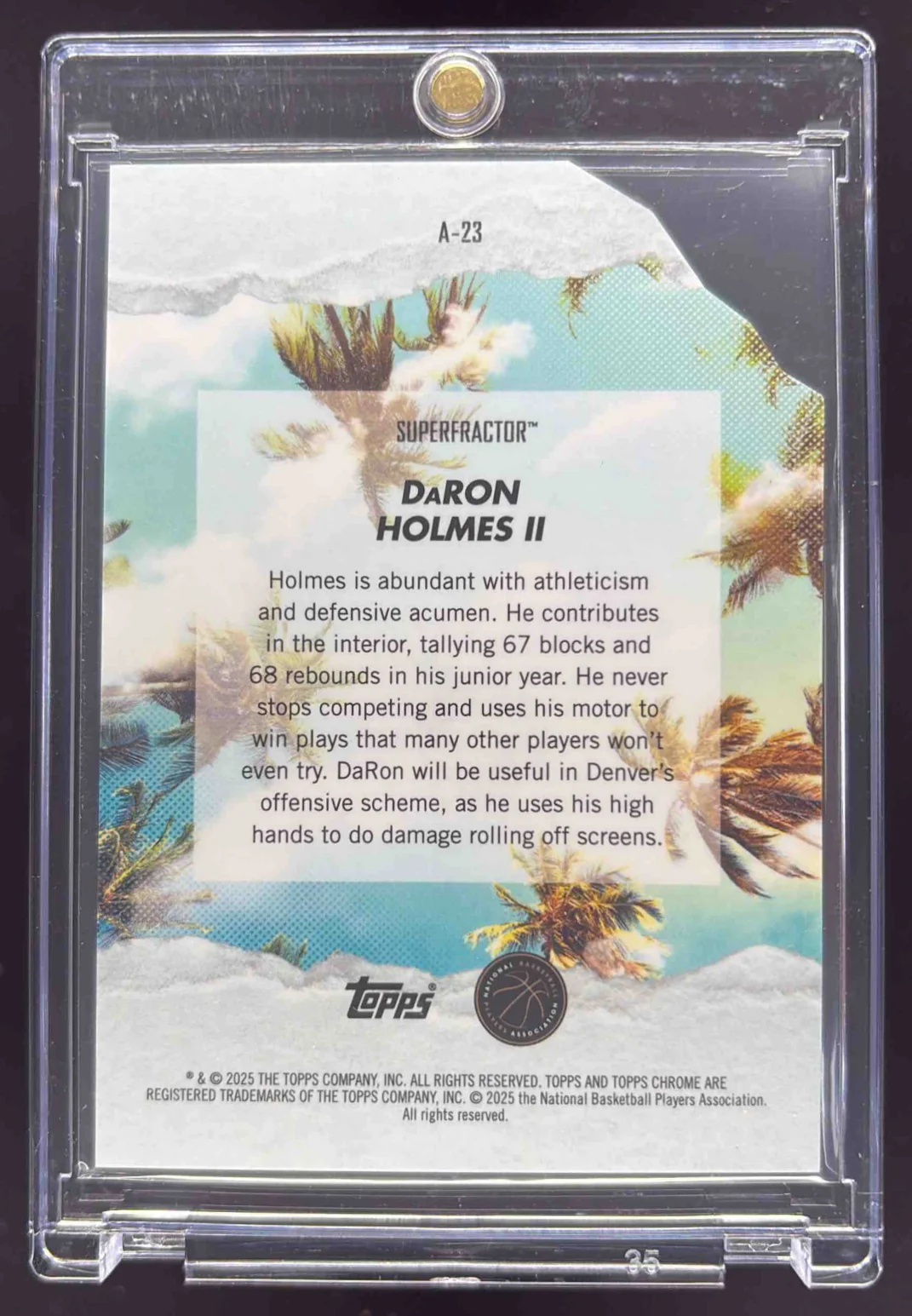 2024-25 Topps Finest Arrivals Superfractor #A-23 DaRon Holmes II RC 1/1 - Image 2
